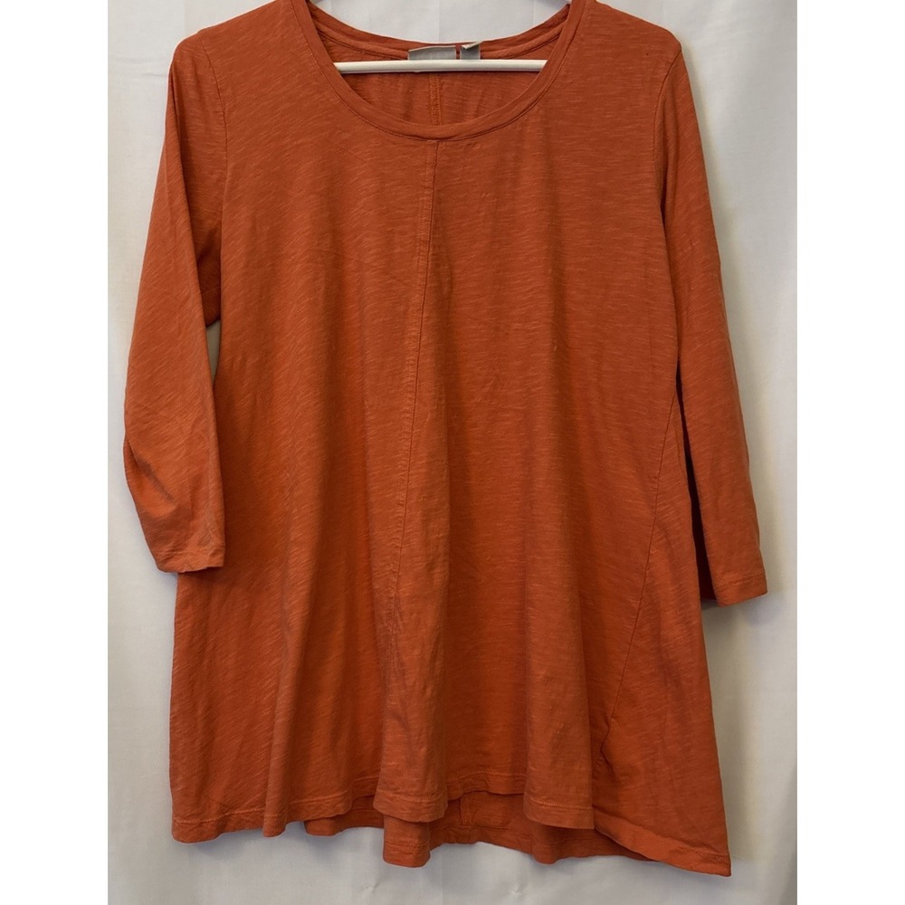 LOGO Lori Goldstein Size Med Asymmetrical‎ Hem Tunic Top 3/4 Sleeve